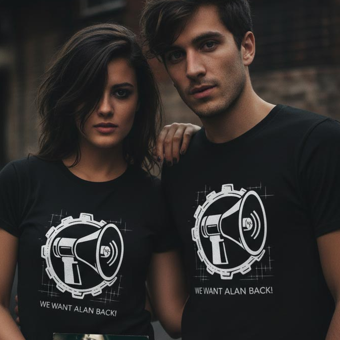 ISC - WE WANT ALAN BACK (T-Shirt, Men+Women)